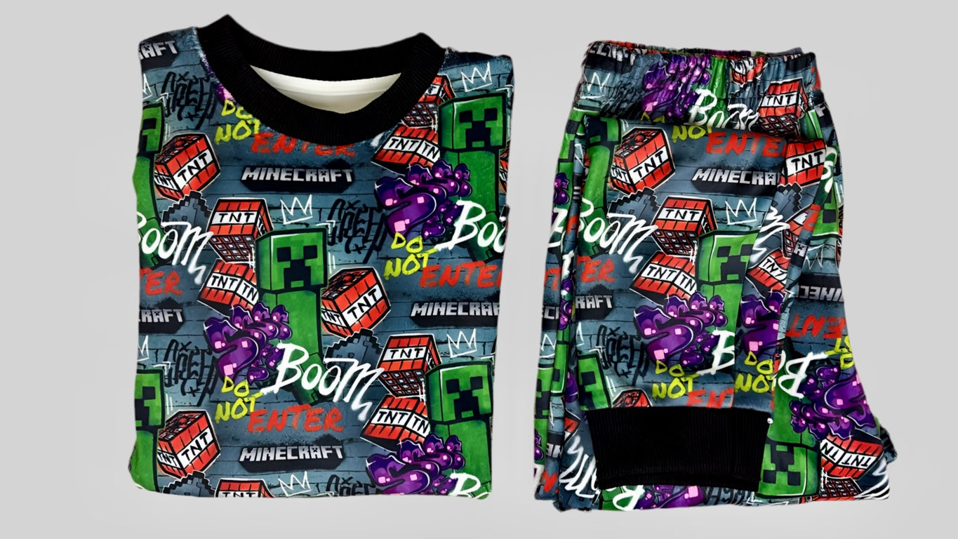 Minecraft boom fleece pjs