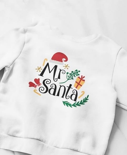 White Sweatshirt & Hoodie Mr Santa Print