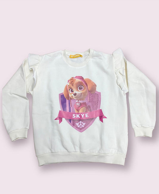 White Sweatshirt With Paw patrol (SKYE) Print