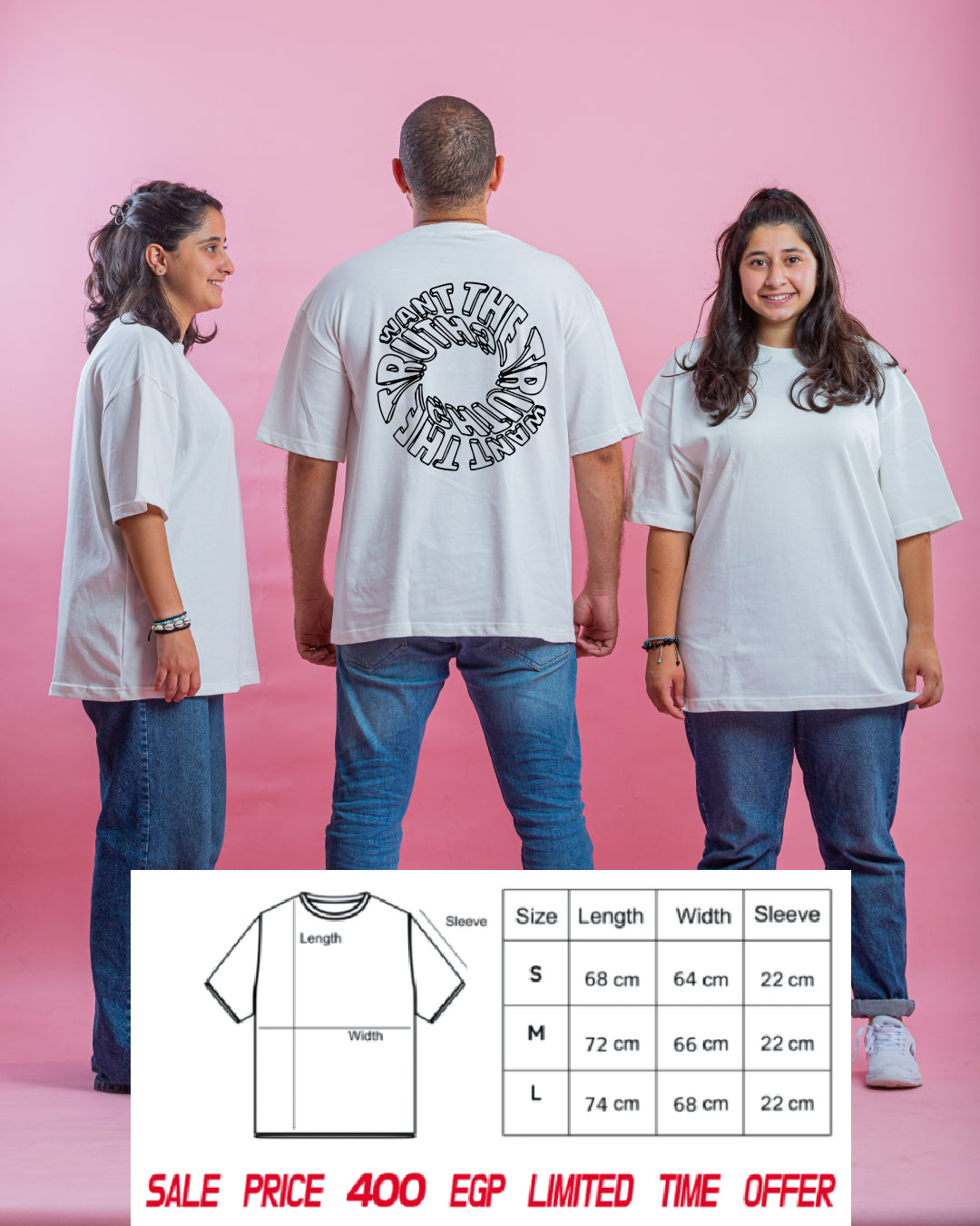 Adults White Oversized Tshirt