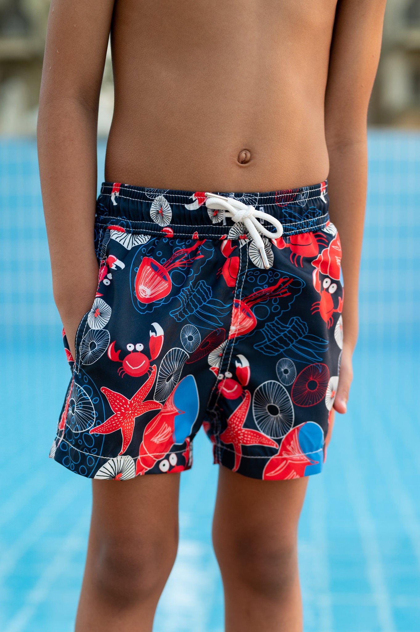 Crabs & Star Fish Navy Boys Swimsuit