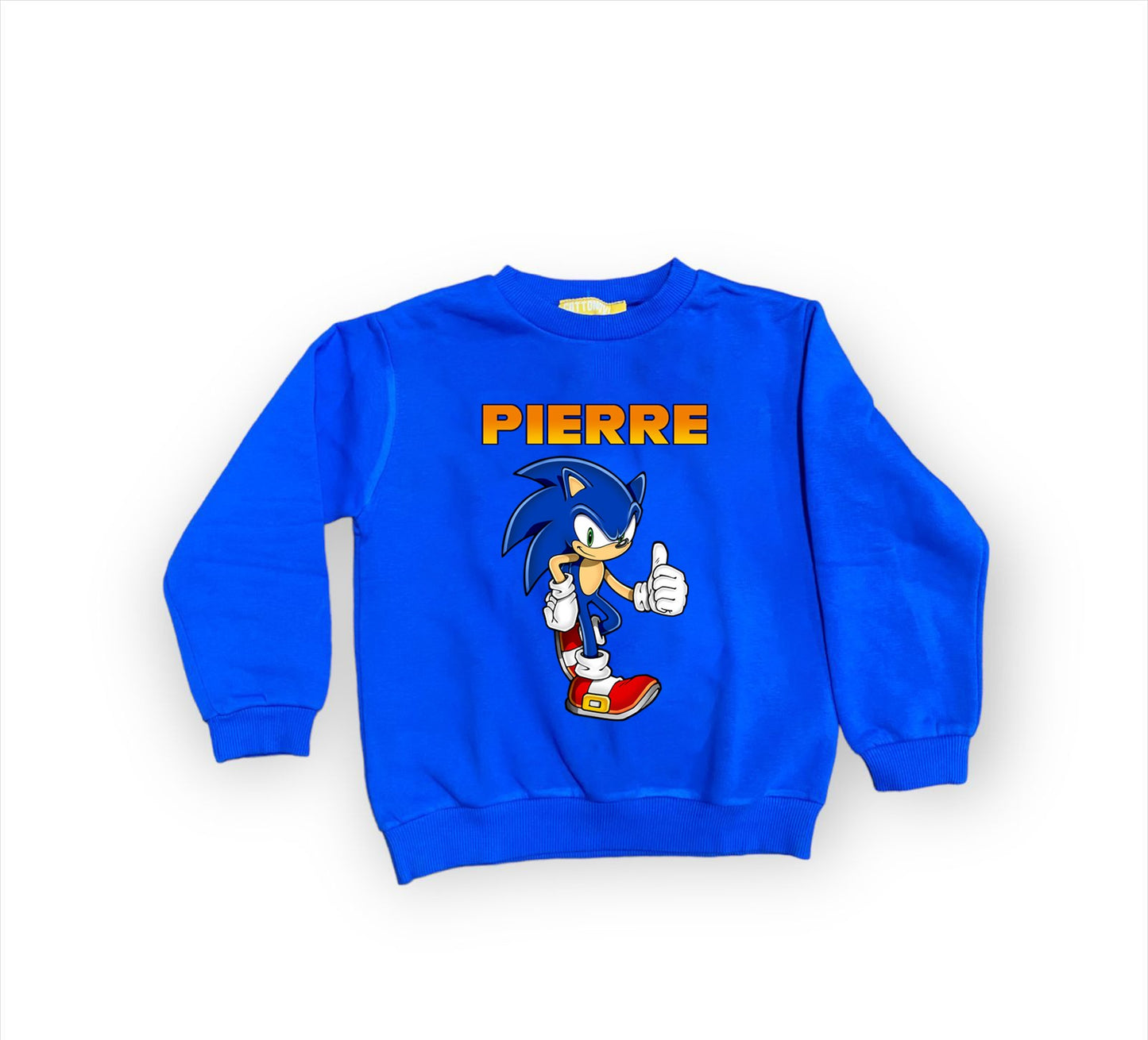 Blue Sweatshirt with Sonic Print  ( Sonic + Name )